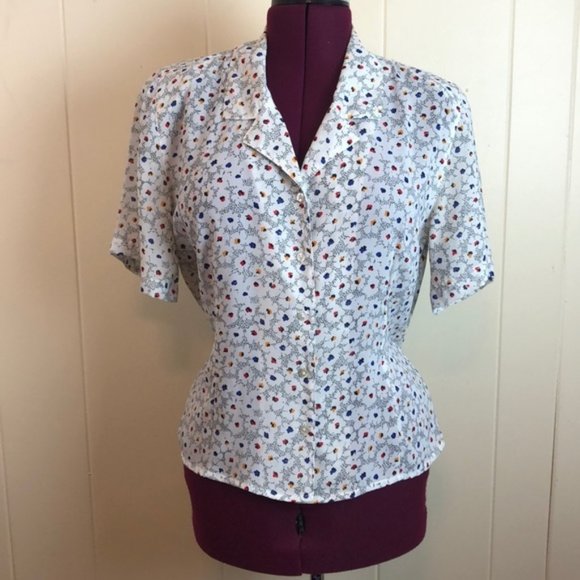 Vintage Tops - Vintage 80s/90s Button Down Floral Blouse